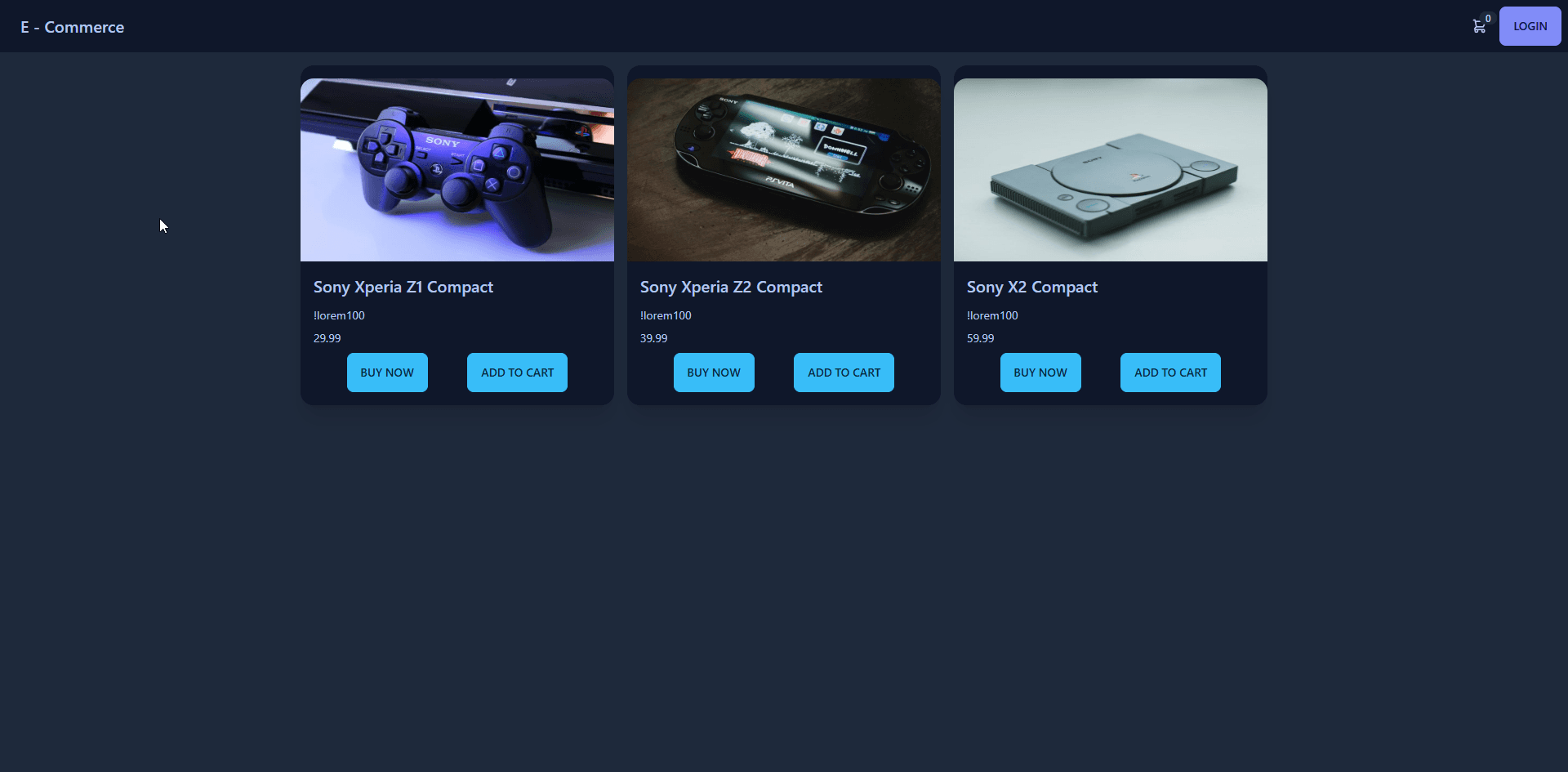 Ecommerce Site (Internship, Localstorage)
